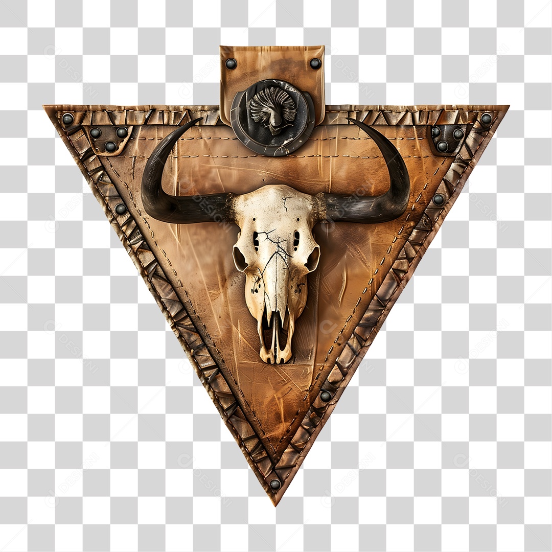 Triângulo de Couro com Crânio Bovino PNG Transparente