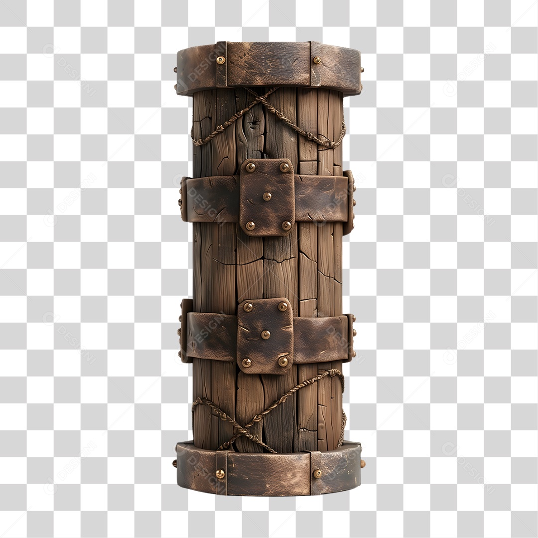 Pilar de Couro Costura Rústica PNG Transparente