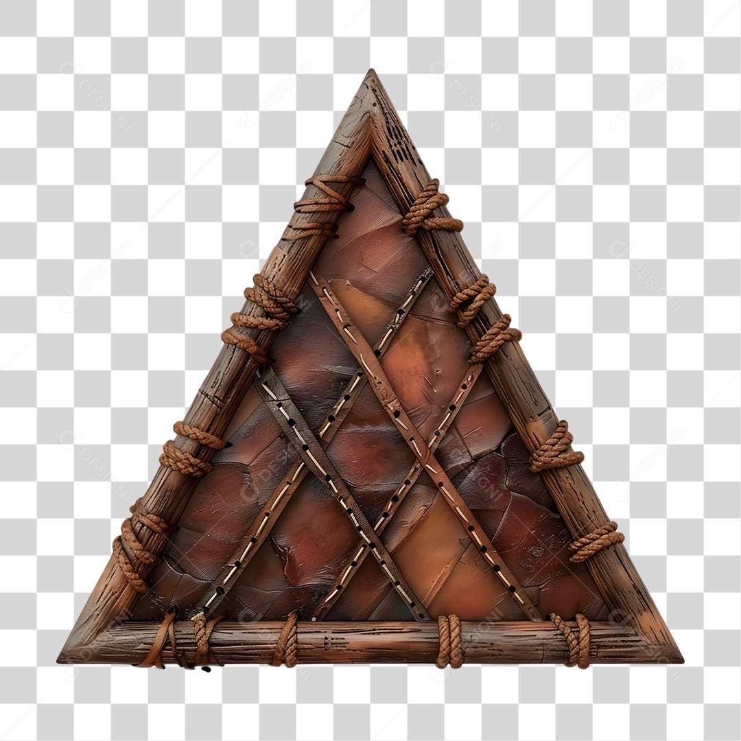 Triângulo de Madeira com Pedaços de Couro PNG Transparente