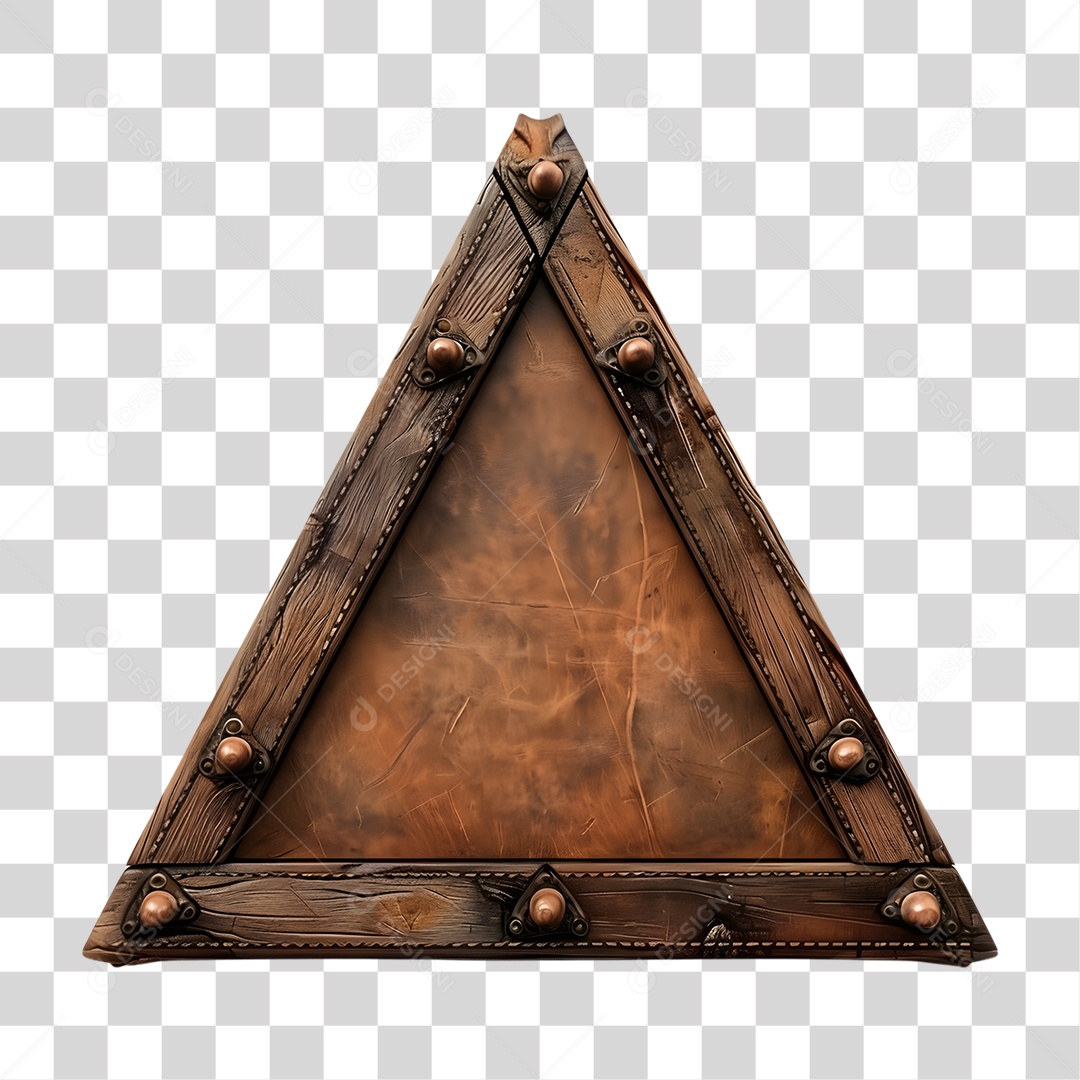 Triângulo de Madeira com Pedaços de Couro PNG Transparente