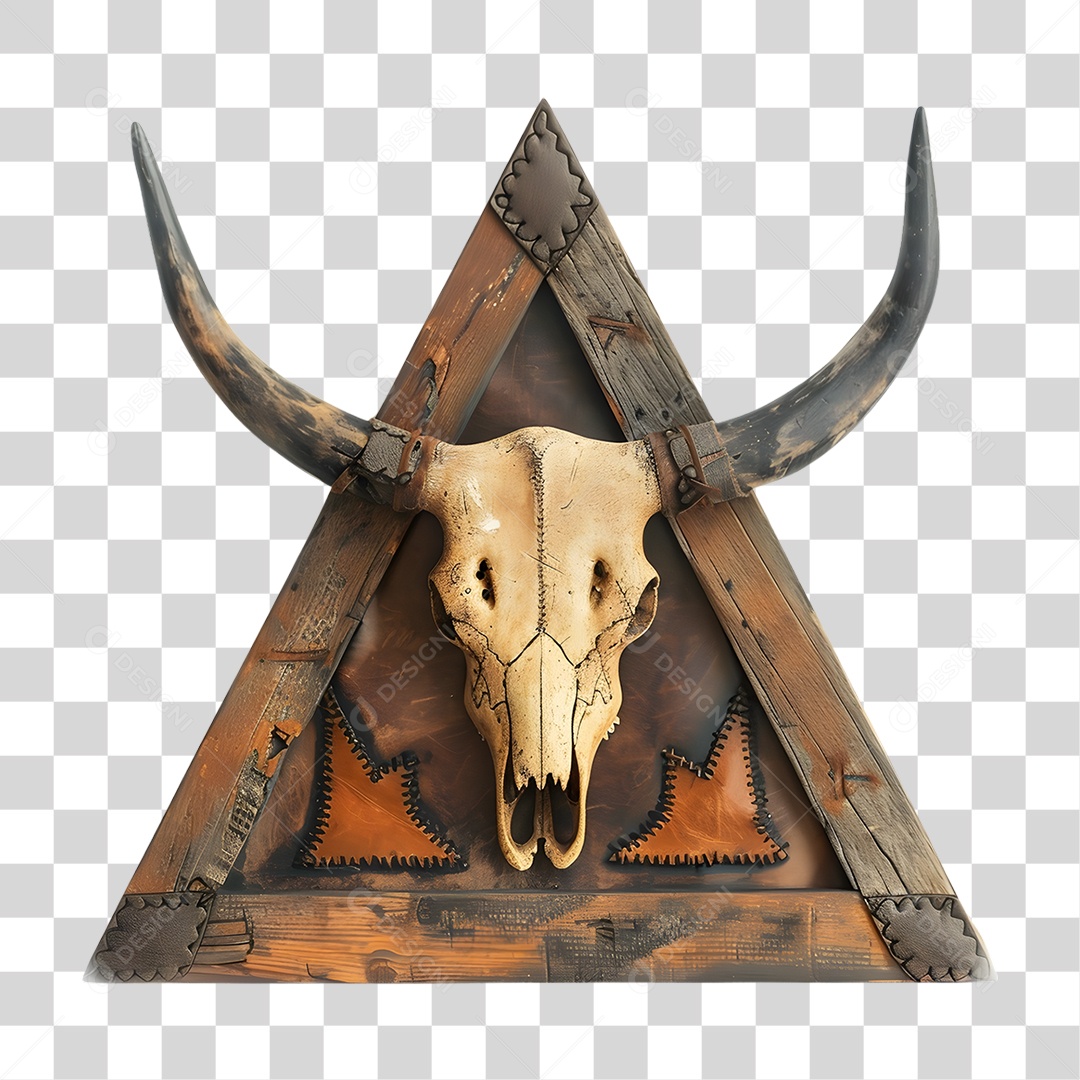 Triângulo de Madeira com Pedaços de Couro PNG Transparente