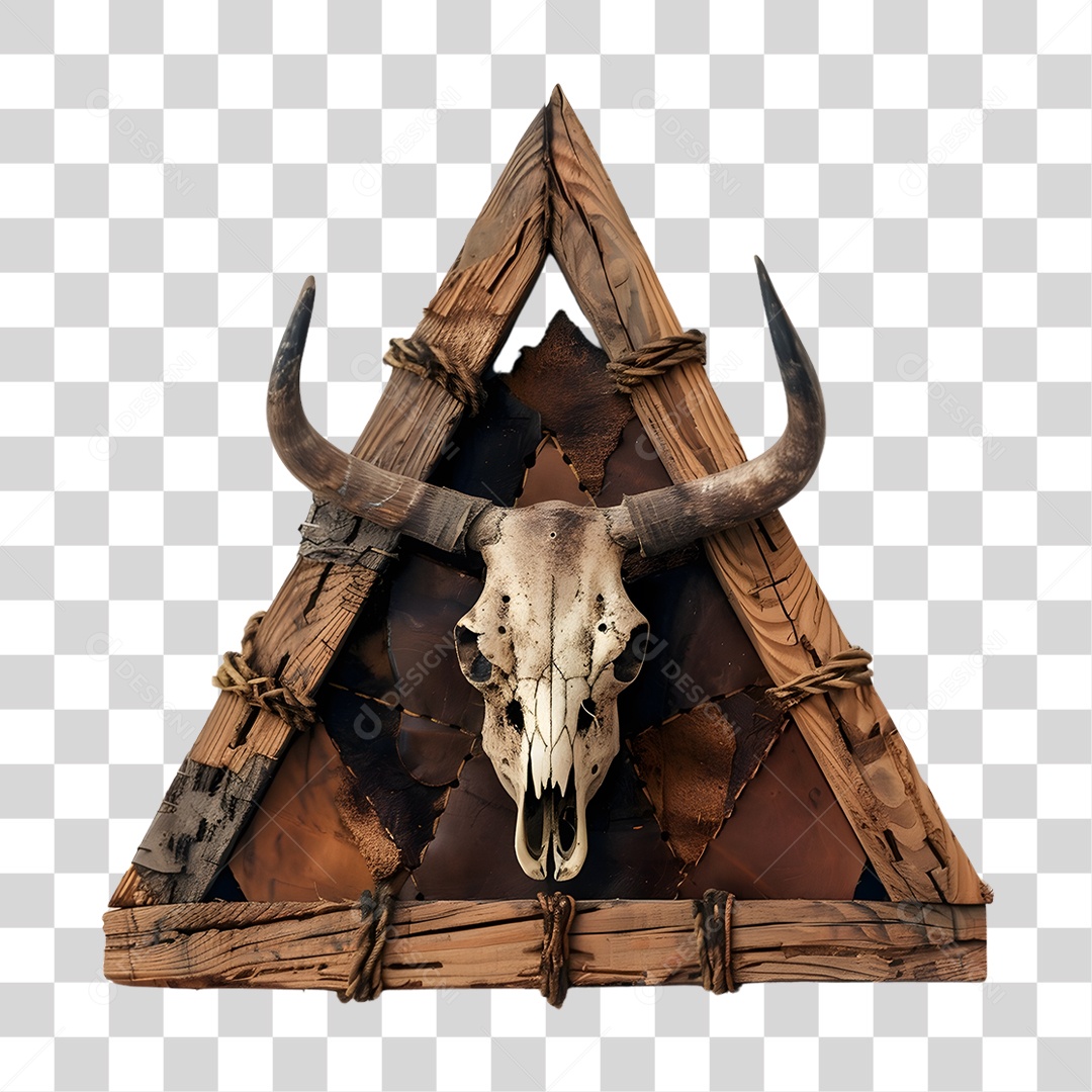 Triângulo de Madeira com Pedaços e Couro PNG Transparente