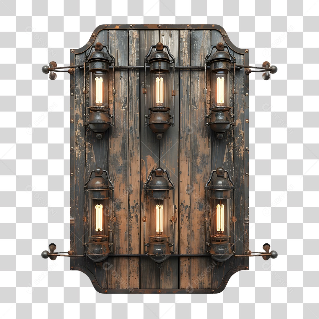 Placa de Madeira Lâmpadas PNG Transparente
