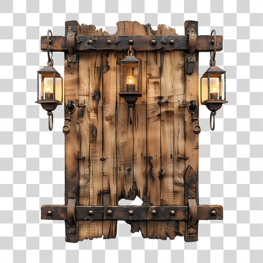 Placa de Madeira Lâmpadas PNG Transparente