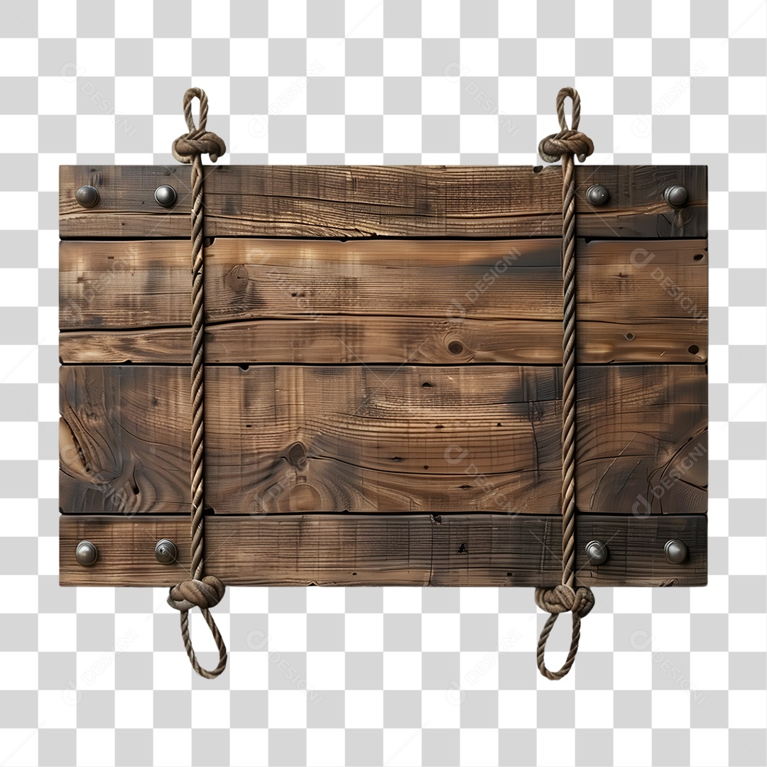 Placa de Madeira Cordas PNG Transparente