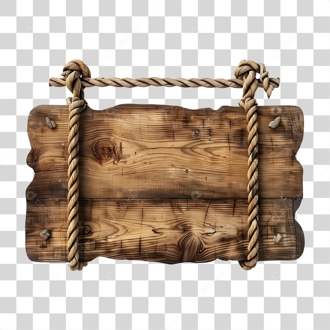 Placa de Madeira Correntes PNG Transparente