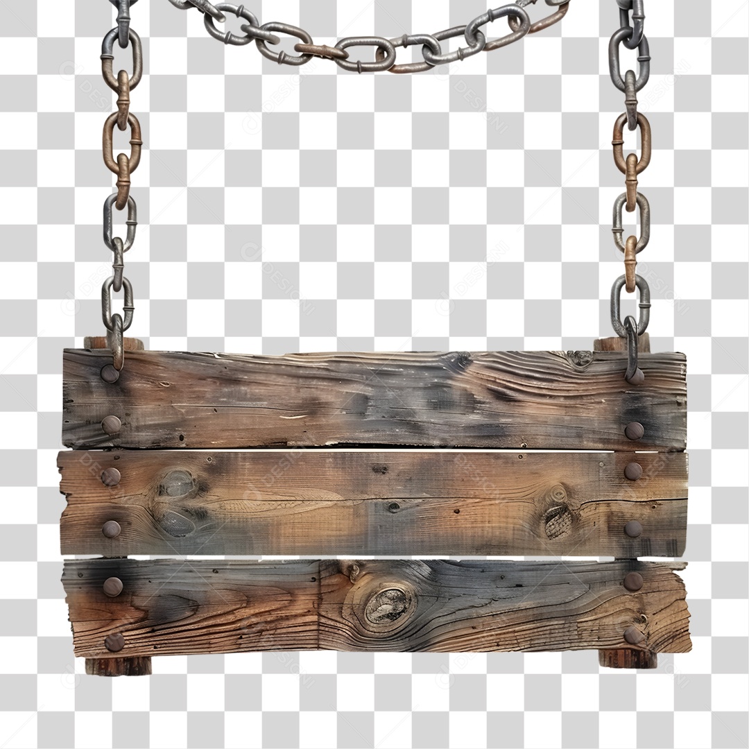 Placa de Madeira Correntes PNG Transparente