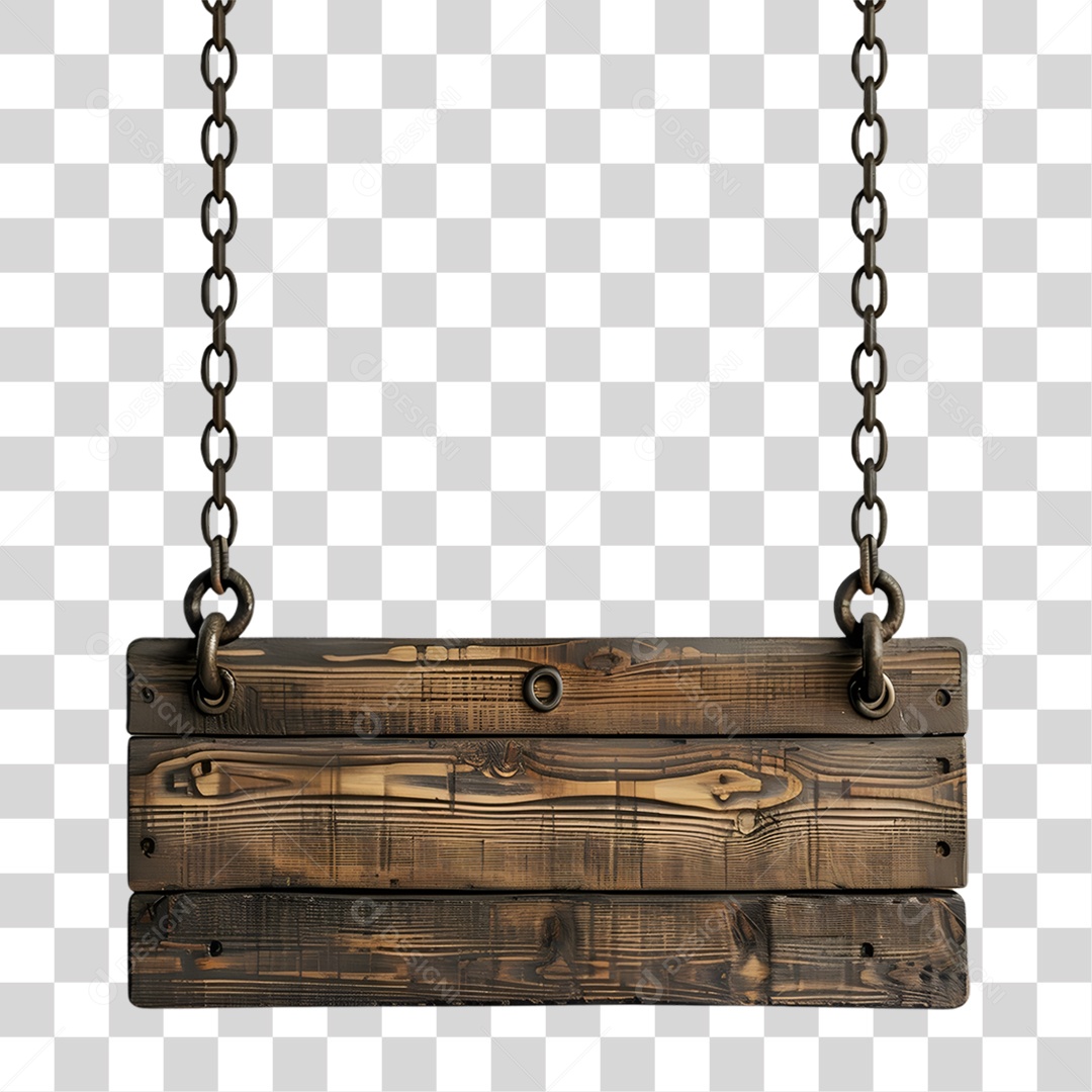 Placa de Madeira Correntes PNG Transparente