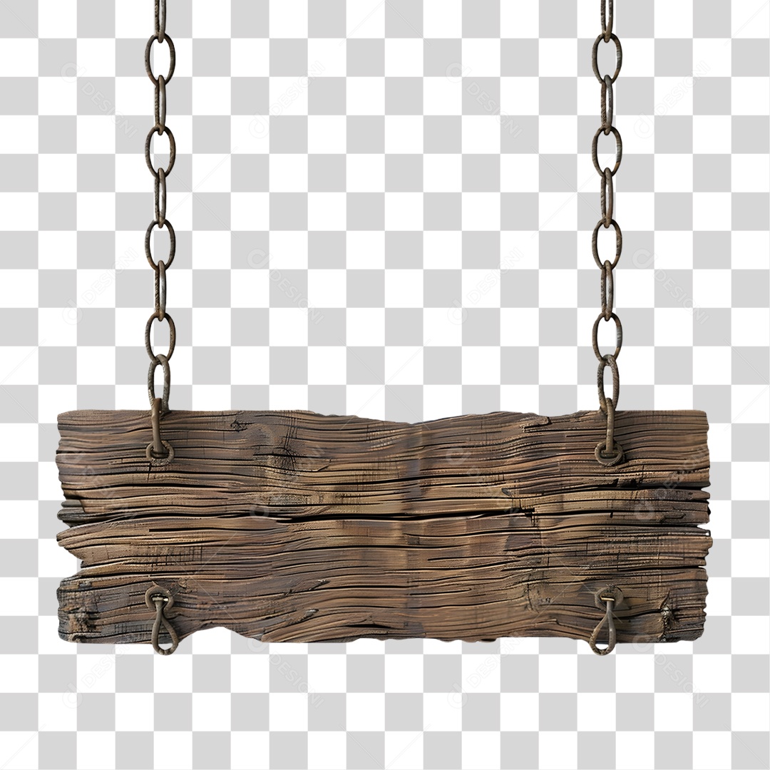 Placa de Madeira Correntes PNG Transparente