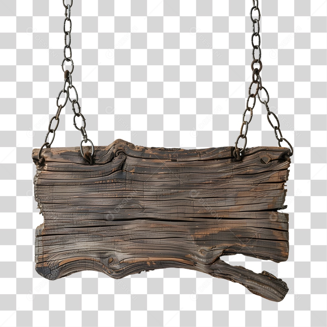 Placa de Madeira Correntes PNG Transparente