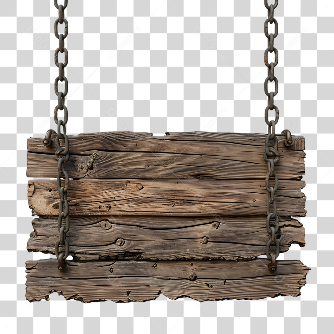 Placa de Madeira Correntes PNG Transparente