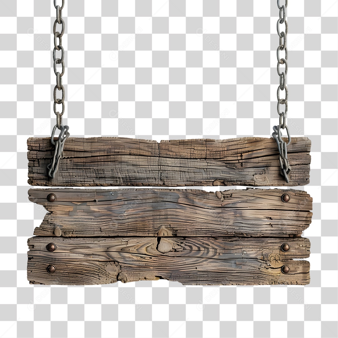 Placa de Madeira Correntes PNG Transparente