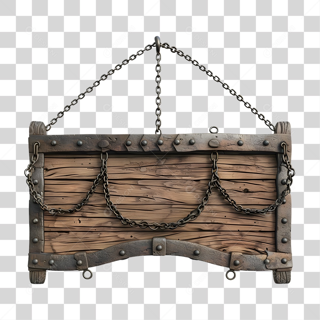 Placa de Madeira Correntes PNG Transparente