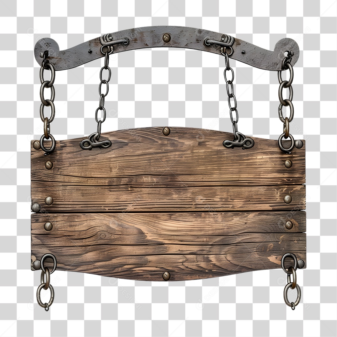 Placa de Madeira Correntes PNG Transparente