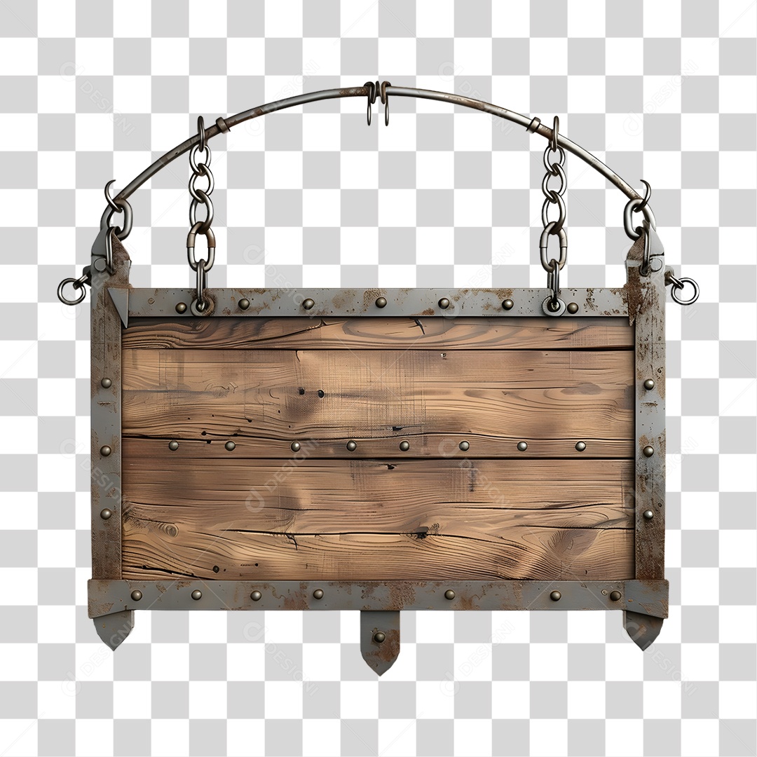 Placa de Madeira Correntes Luzes PNG Transparente