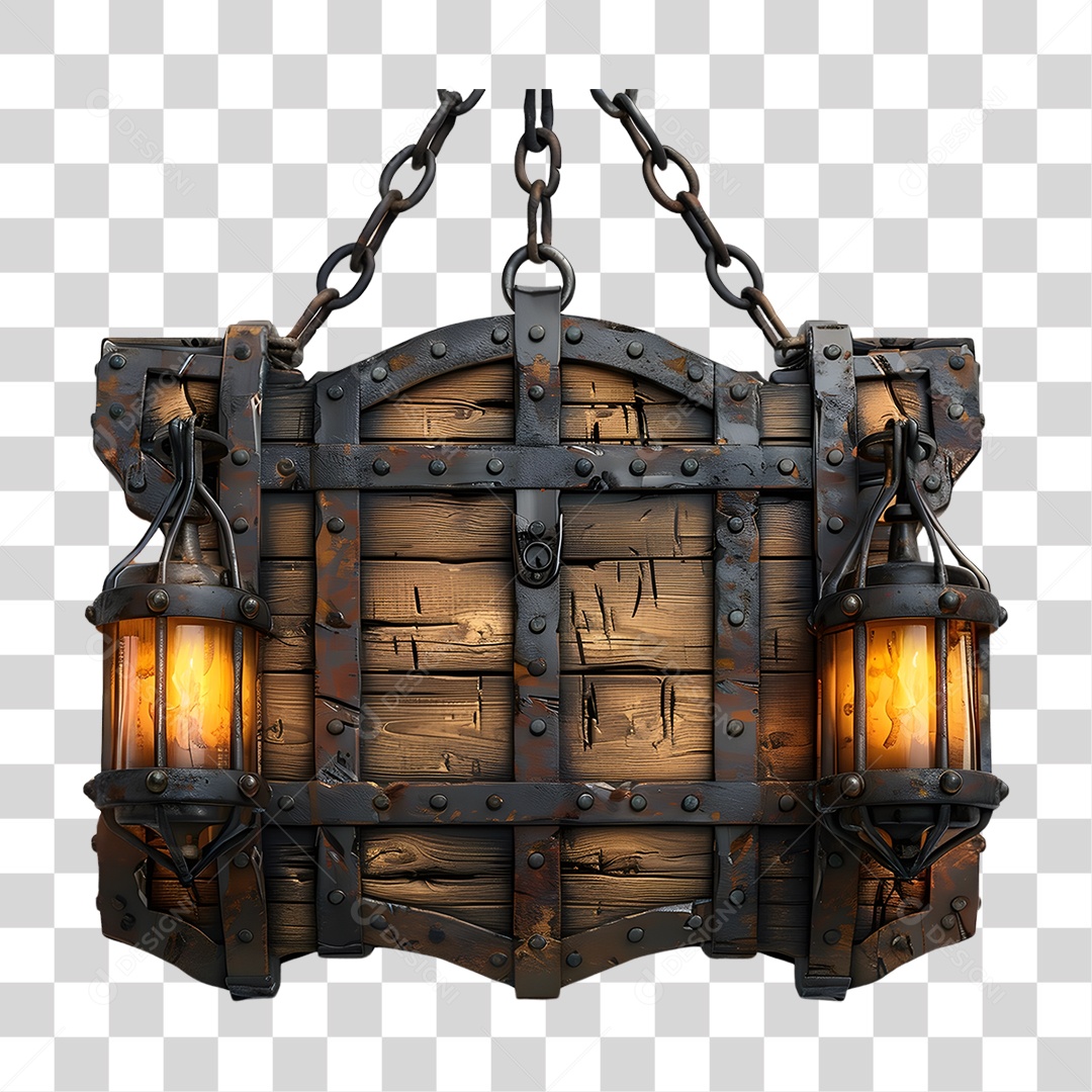 Wooden Board, Chains, Lights, Transparent PNG