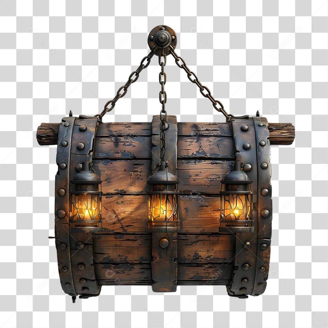 Placa de Madeira Correntes Luzes PNG Transparente