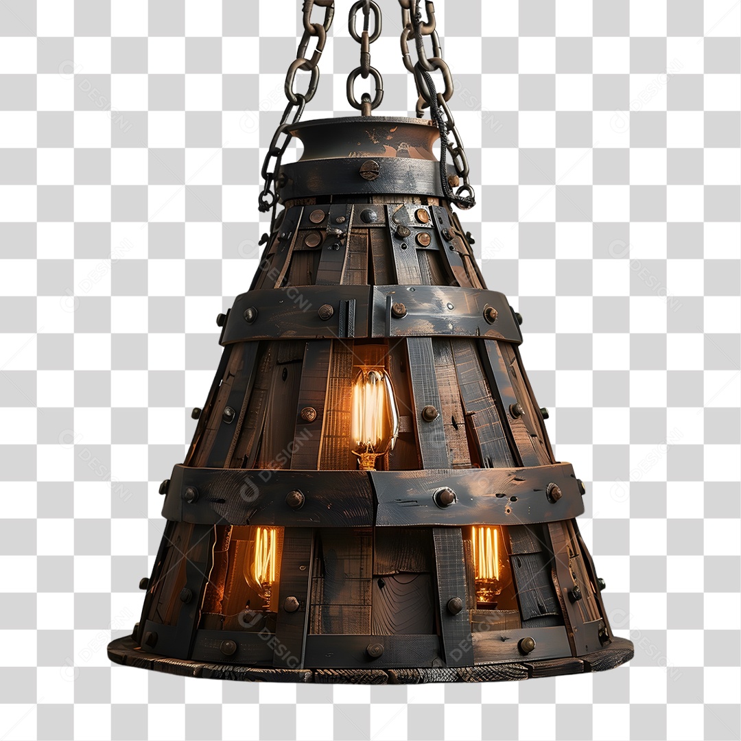 Lustre Antigo Metal Madeira Lâmpadas PNG Transparente