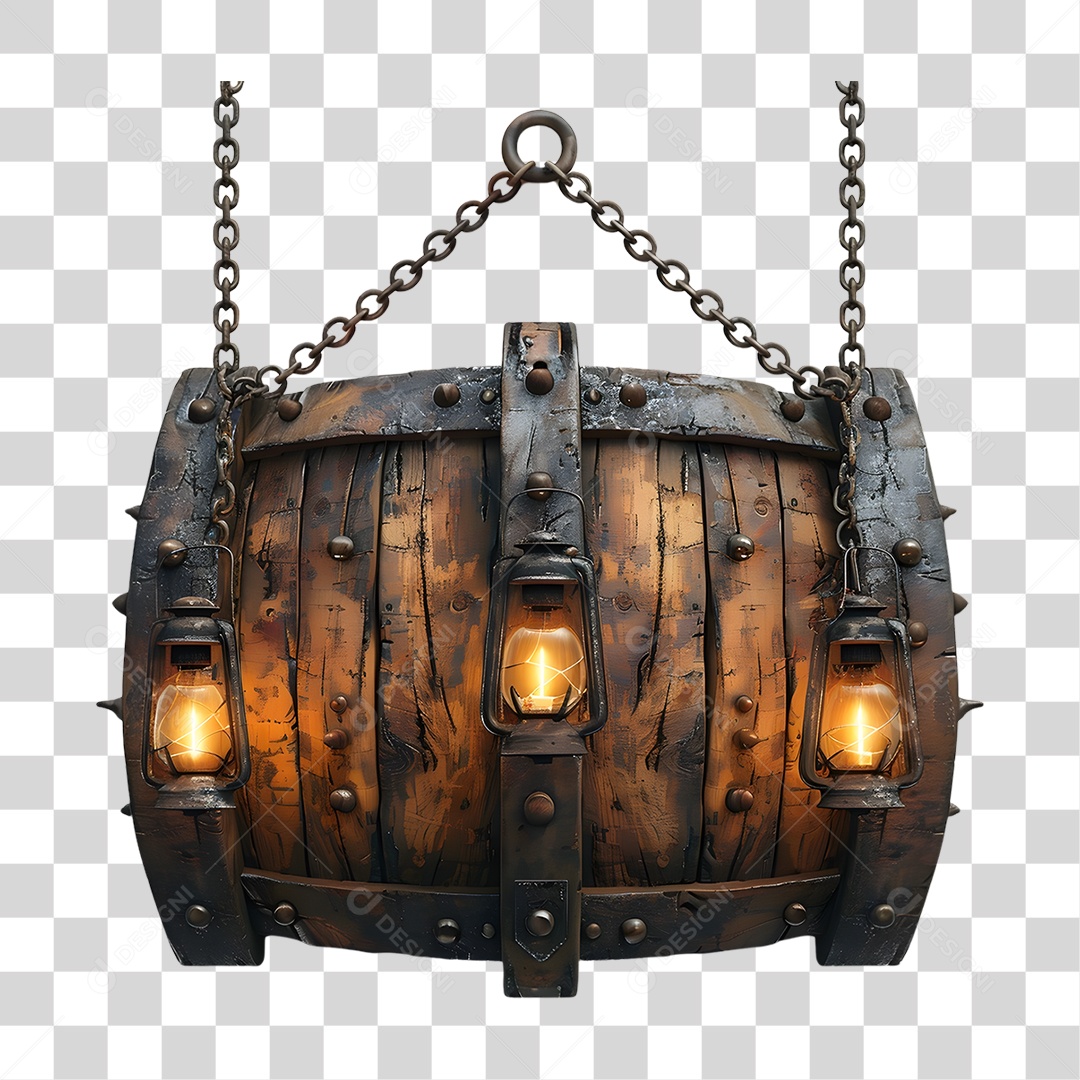 Placa de Madeira Correntes Luzes PNG Transparente