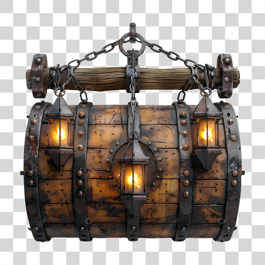 Placa de Madeira Correntes Luzes PNG Transparente