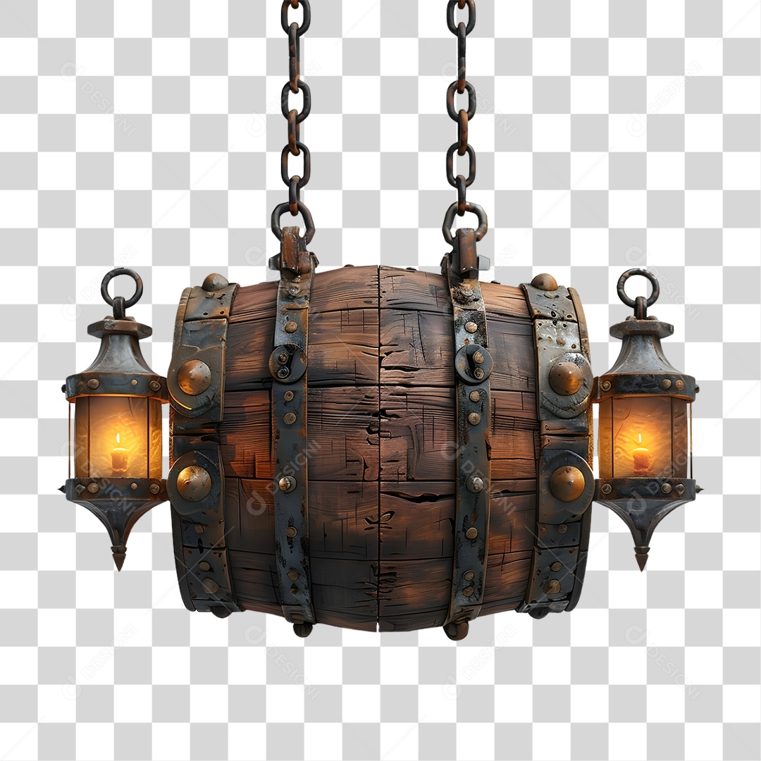 Placa de Madeira Correntes Luzes PNG Transparente