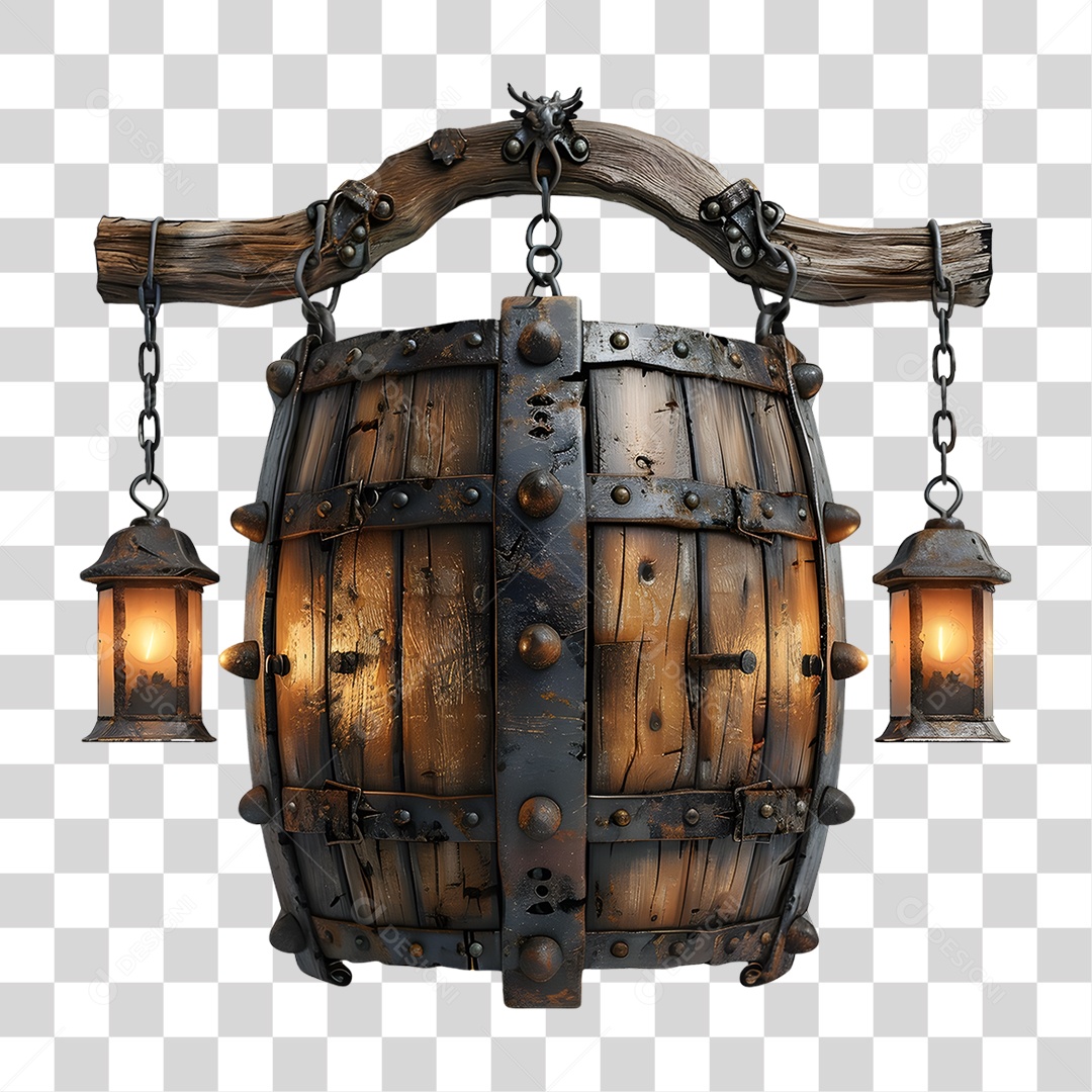 Placa de Madeira Lâmpadas Correntes PNG Transparente