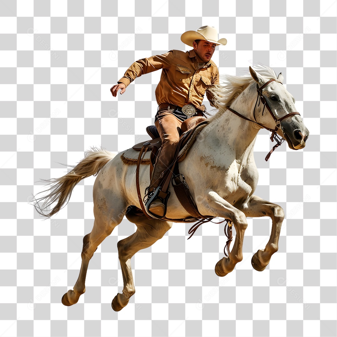 Vaqueiro Pulando no Cavalo PNG Transparente