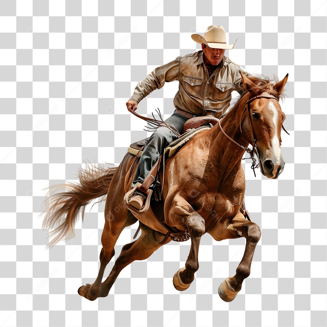 Vaqueiro Pulando no Cavalo PNG Transparente