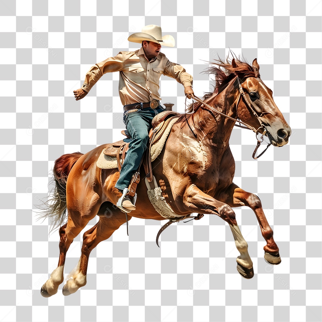 Vaqueiro Pulando no Cavalo PNG Transparente