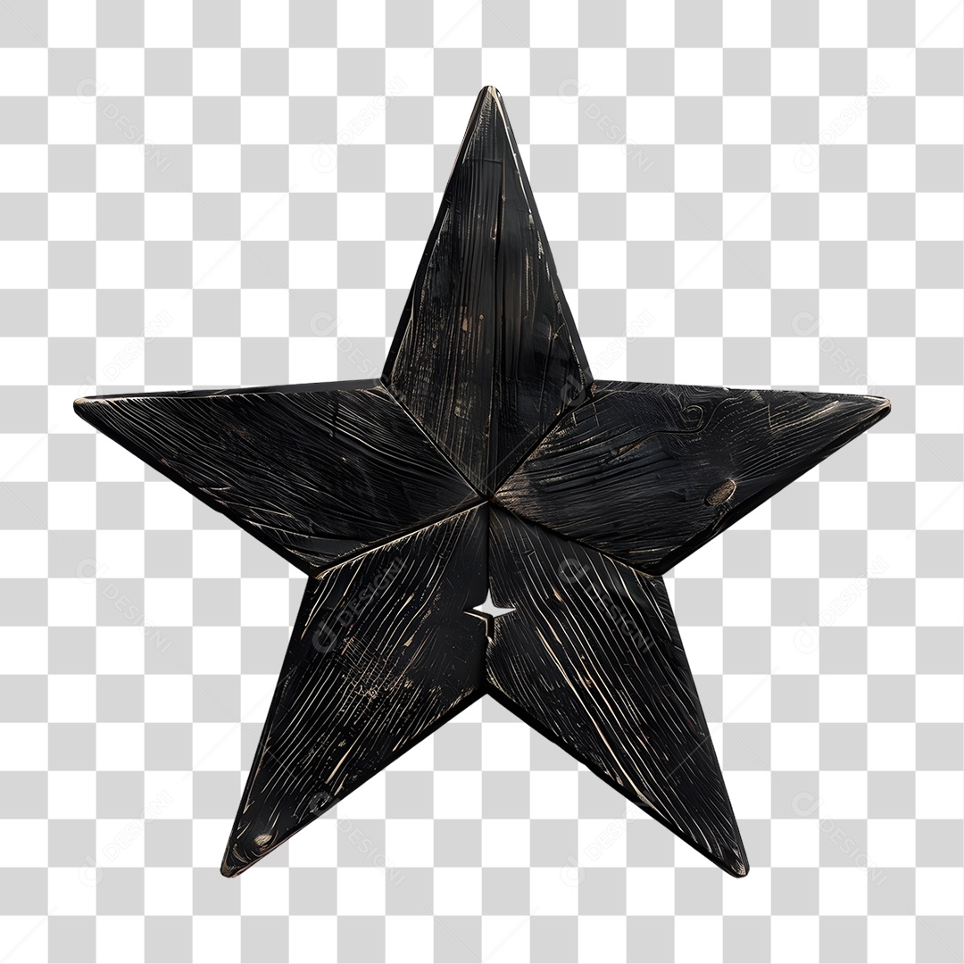 Estrela Preta de Madeira PNG Transparente