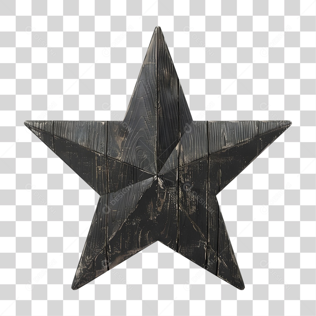 Estrela Preta de Madeira PNG Transparente