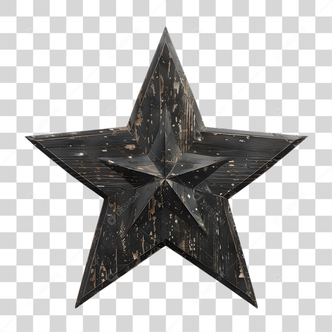 Estrela Preta de Madeira PNG Transparente
