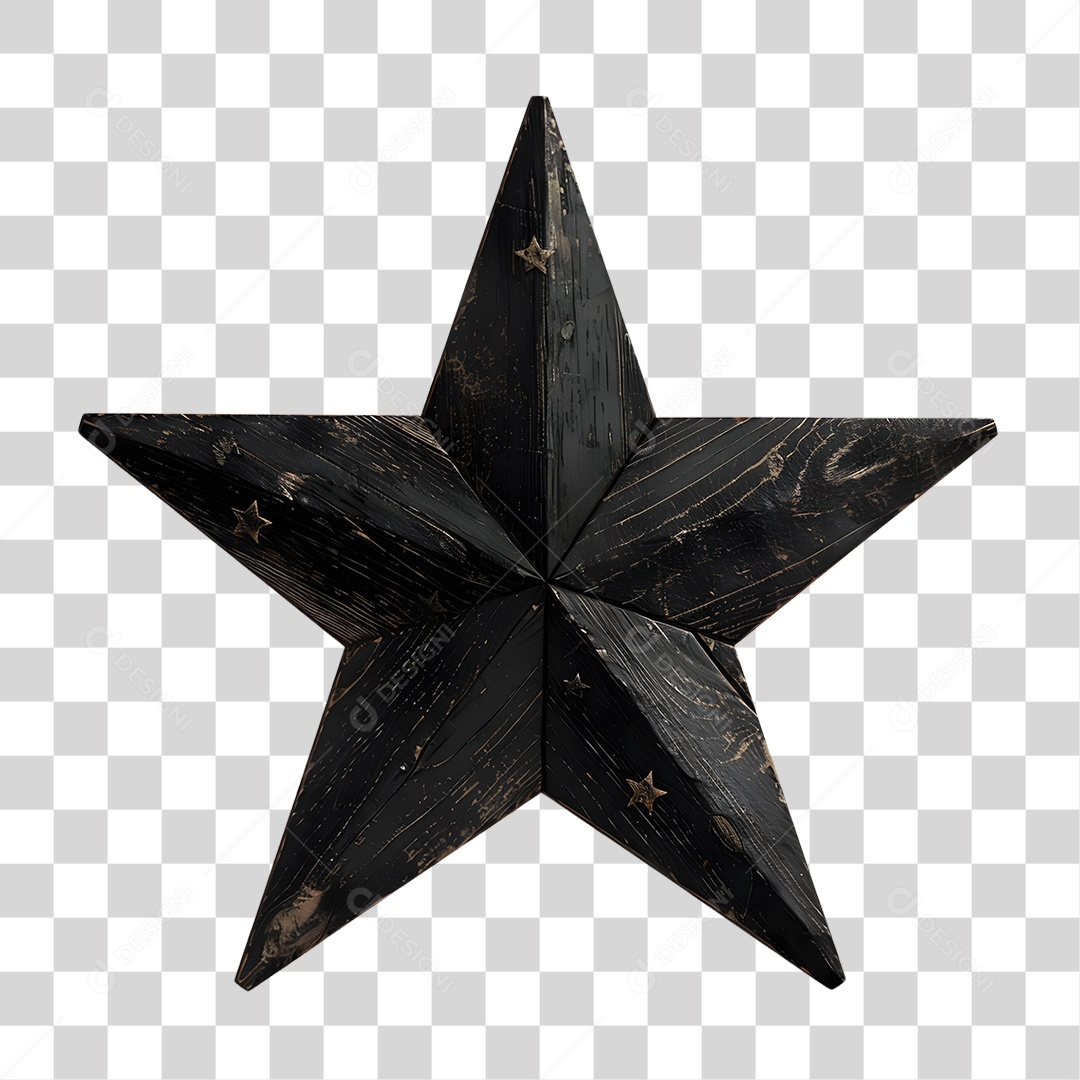 Estrela Preta de Madeira PNG Transparente