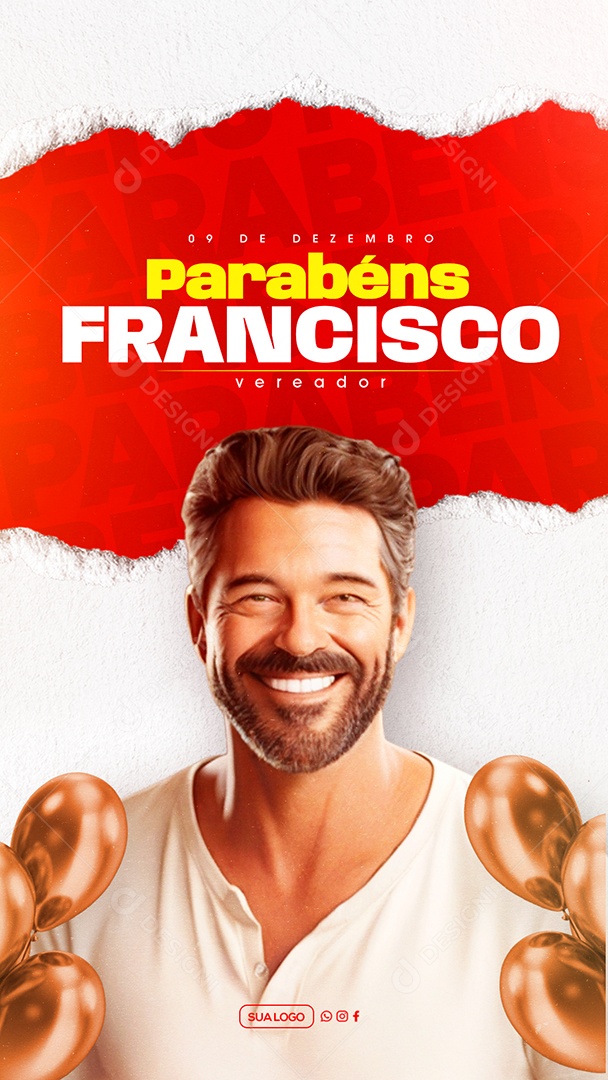 Aniversário Parabéns Francisco Social Media PSD Editável