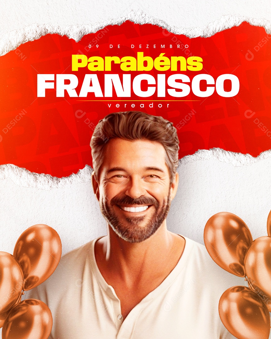 Aniversário Parabéns Francisco Social Media PSD Editável