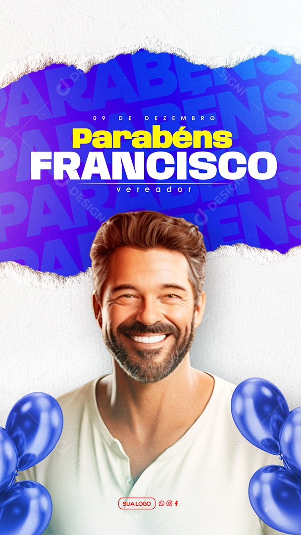 Aniversário Parabéns Francisco Social Media PSD Editável