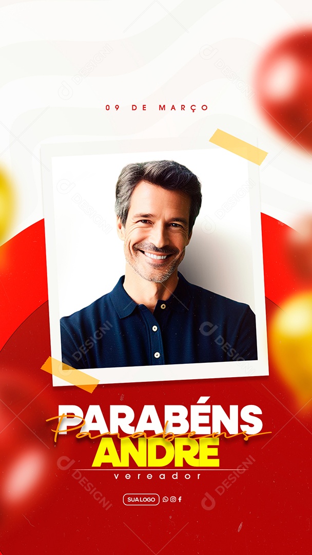 Aniversário Parabéns Andre Social Media PSD Editável