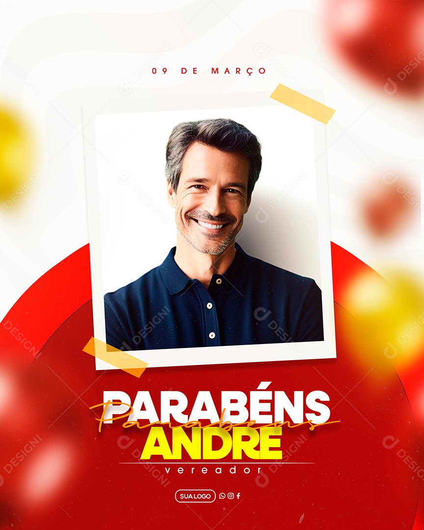 Aniversário Parabéns Andre Social Media PSD Editável