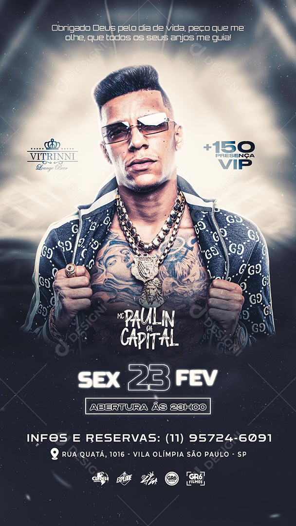 Flyer Story Show Mc Paulin da Capital Social Media PSD Editável
