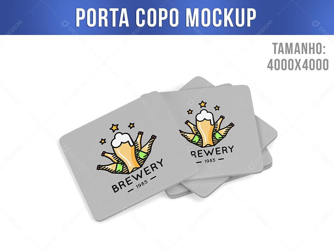 Porta Copo Mockup Cerveja Drink Champanhe Suporte PSD