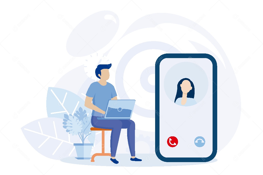 Videochamada de Casal Ilustração Vetor EPS