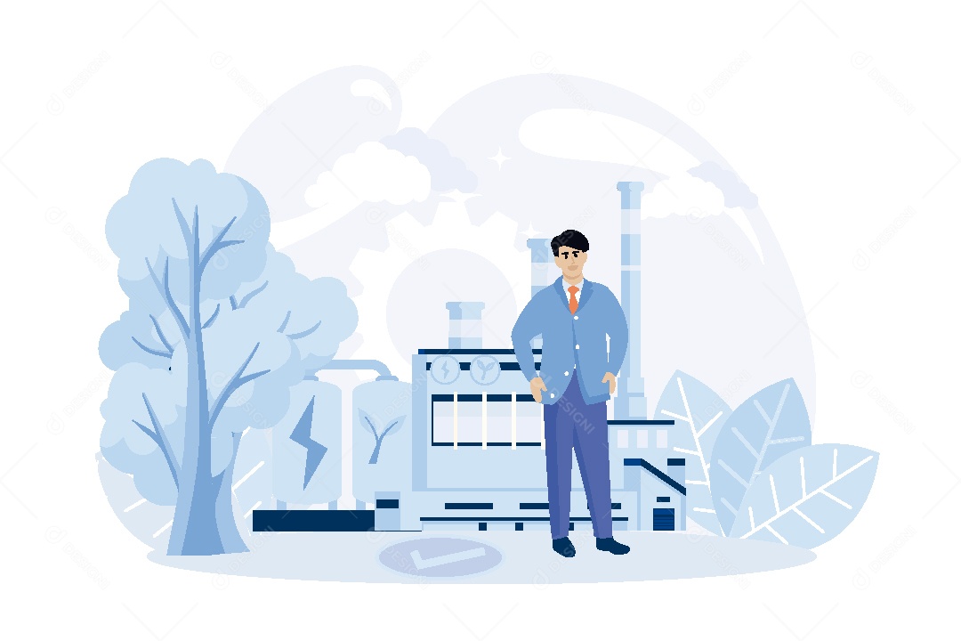 Usina de Energia Ilustração Vetor EPS