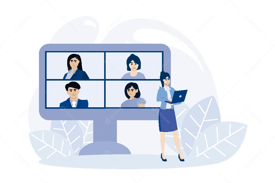 Videoconferência de Empresários Ilustração Vetor EPS