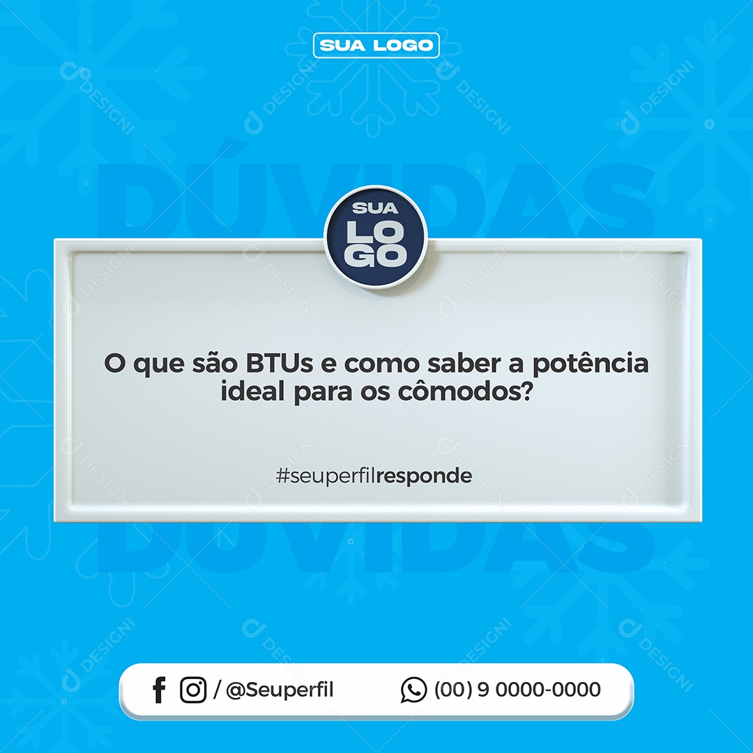 Ar Condicionado o que são BTUS e como Saber a Potência Social Media PSD Editável