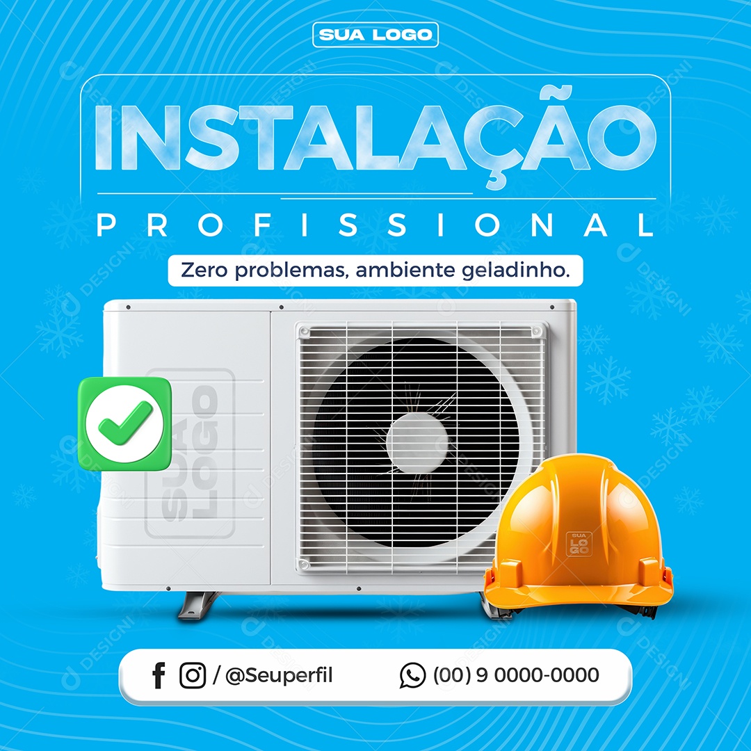 Ar Condicionado Instalação Profissional Social Media PSD Editável
