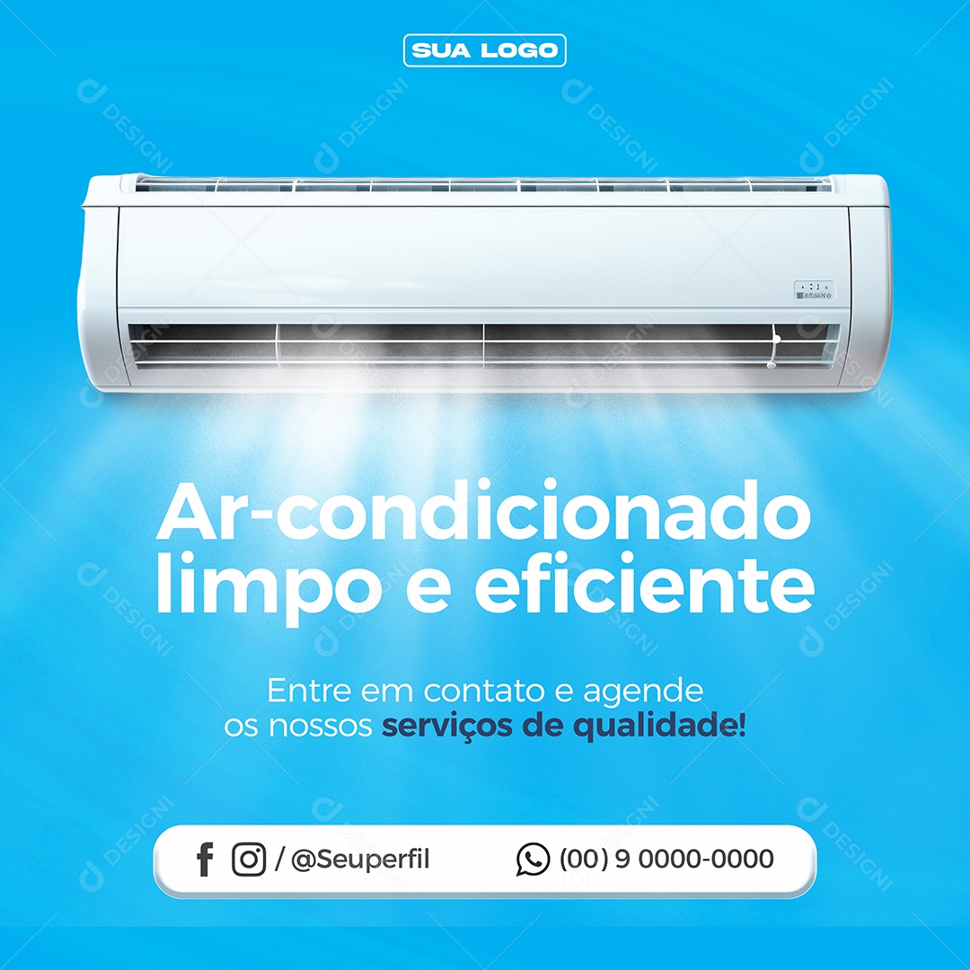 Ar Condicionado Limpo e Eficiente Social Media PSD Editável