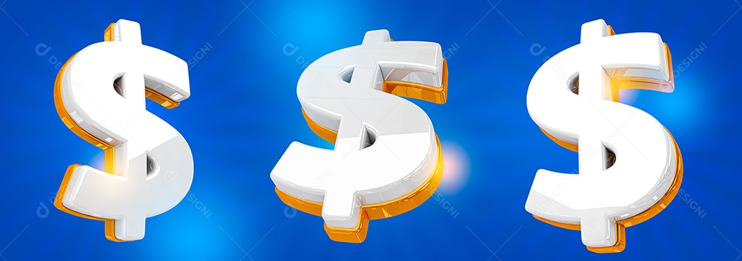 Elemento 3D Cifrão Símbolo Para Composição PSD