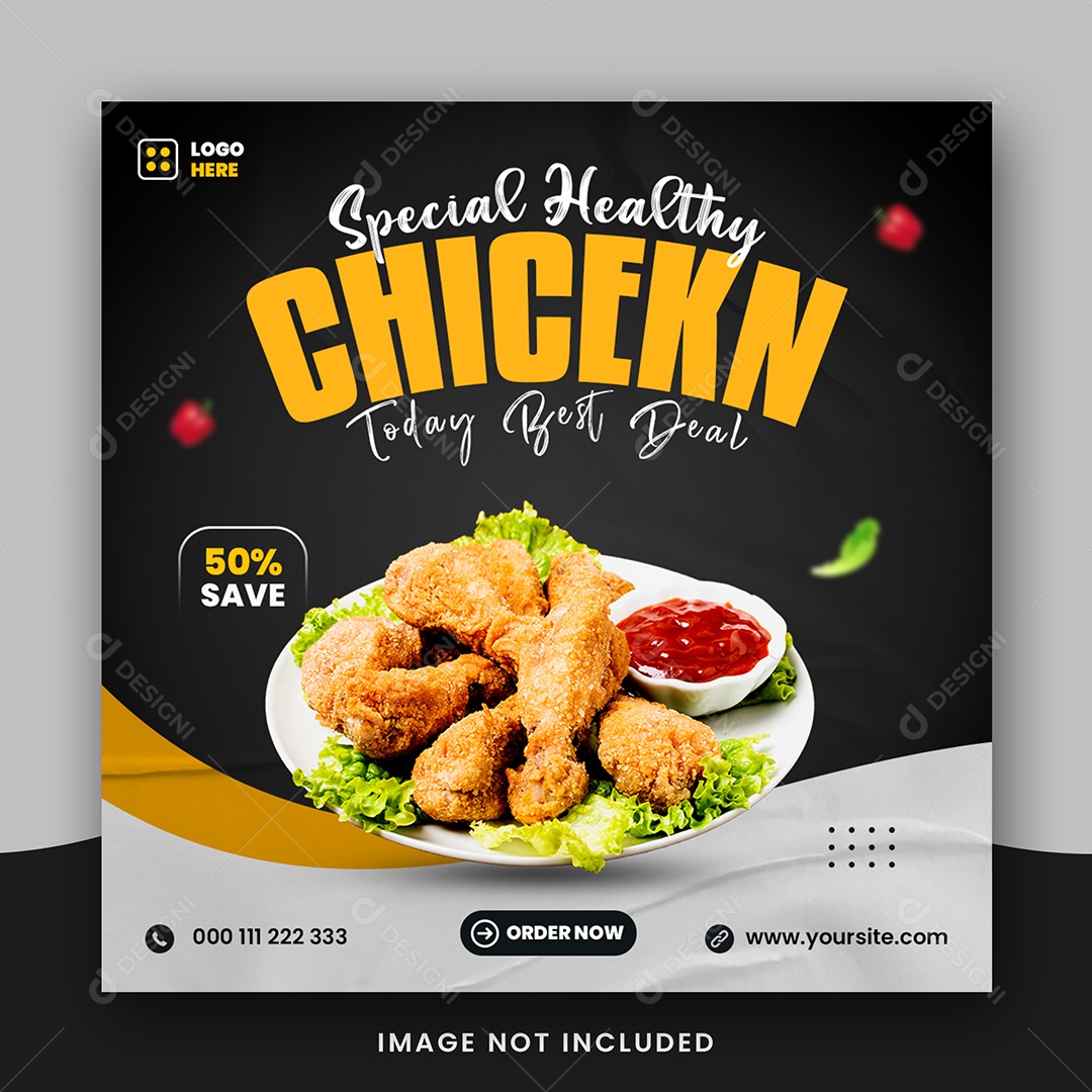 Restaurante Frango Frito Social Media PSD Editável