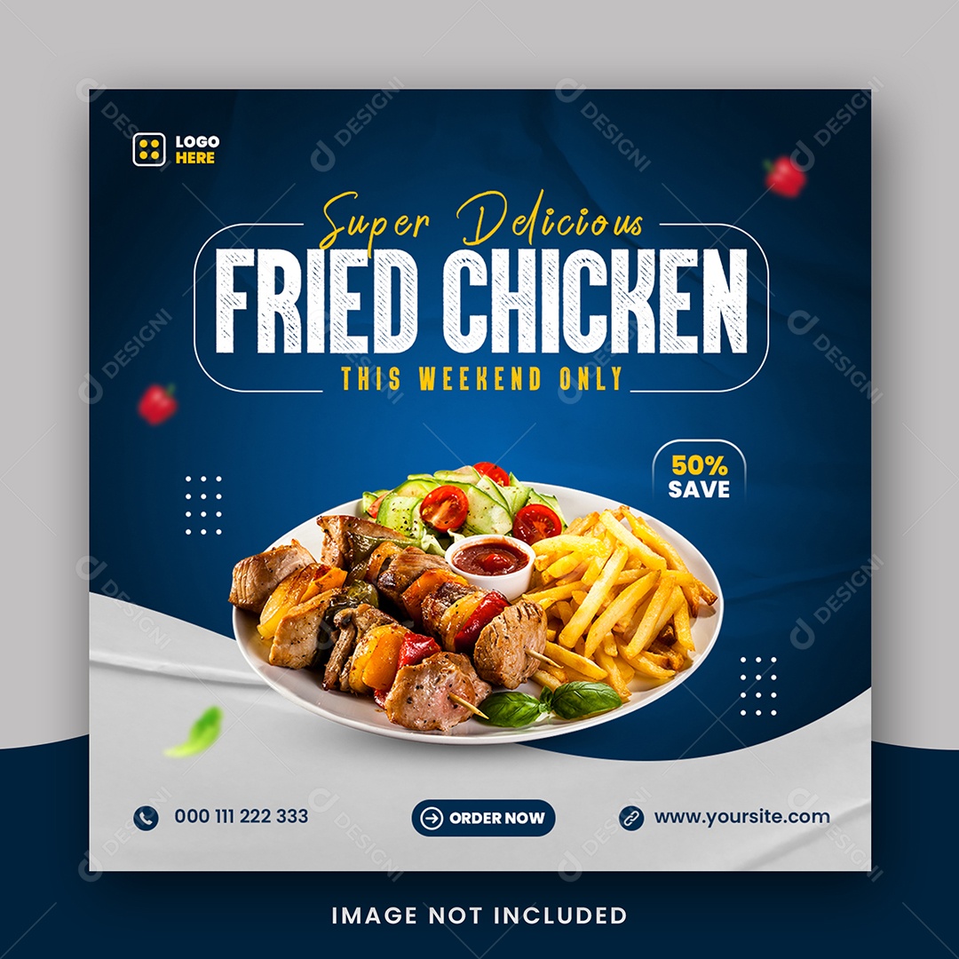 Restaurante Frango Frito Social Media PSD Editável