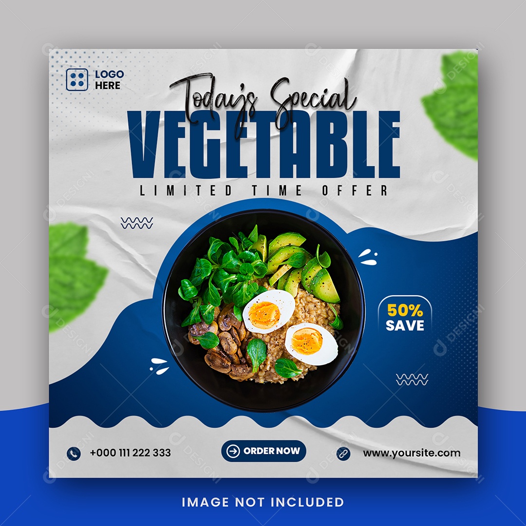 Restaurante Vegetais Especiais de Hoje Social Media PSD Editável